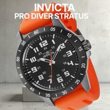 Invicta Men's Pro Diver STRATUS Black Dial 45mm Orange SiliconeBand Watch 39999
