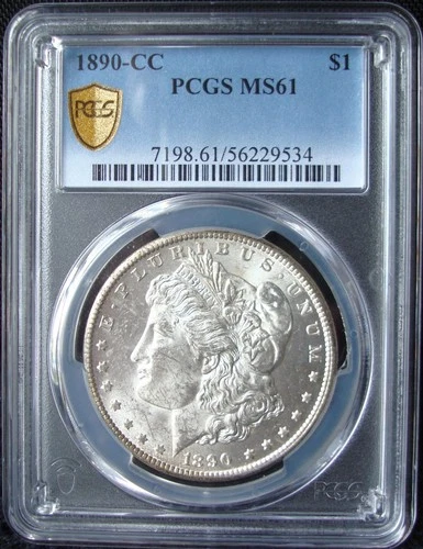 1890-CC Morgan Silver Dollar - PCGS MS 61 - Gold Shield