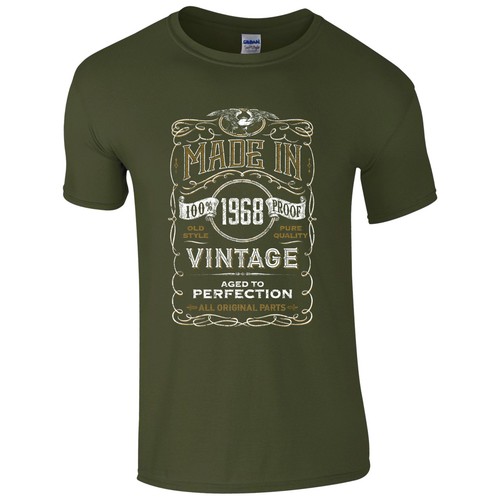 Made in 1968 T-Shirt Born 57th Year Birthday Age Present Vintage Funny Mens Gift - Picture 8 of 8