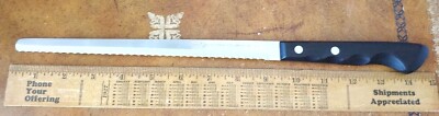 Top Condition EKCO FLINT Vanadium WAVERLY EDGE U.S.A. Serrated  Carving Knife