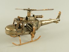 Hubschrauber Modell Antik Stil Eisen Retro Oldtimer L.23cm Blechmodell Metallic