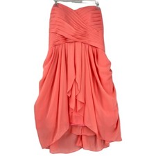 For Your Special Day Women’s Strapless Chiffon Midi Gown Salmon Size 14