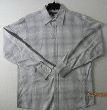 Blue Pronto Uomo ShirtMens Extra Large Gray White Button Up Office Dress Casual