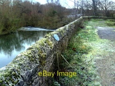 Photo 6x4 SW parapet of Old Culham Bridge with ice on Back Water The blue c2010