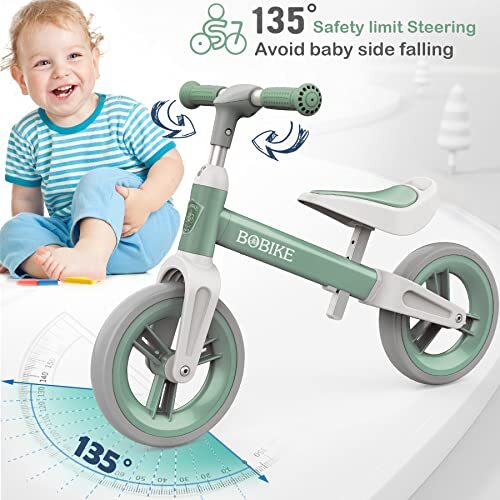  Toddler Balance Bike Toys for 1 to 4 Year Old Girls Boys Adjustable Seat green