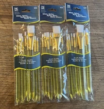 Loew Cornell 656 White Nylon Paint Brush Set of 8 EXC Quality