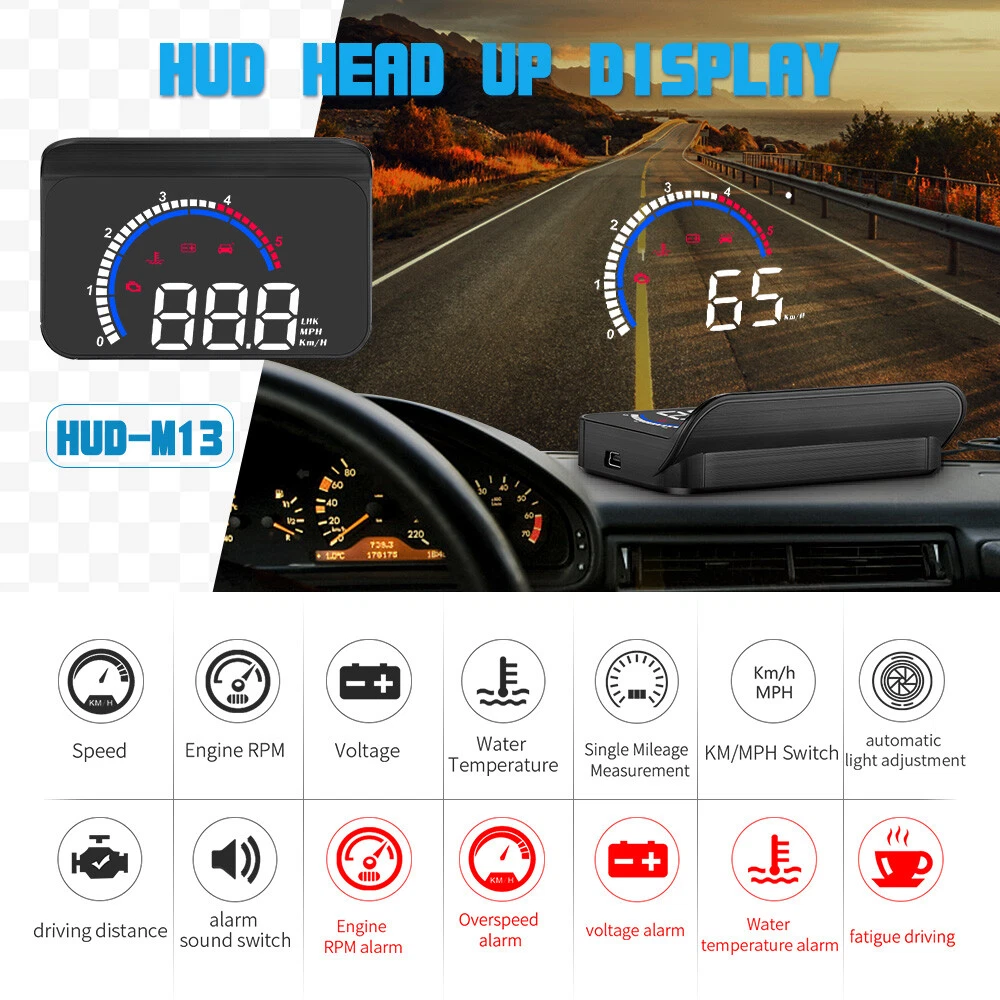 Head Up Display, Smart Gauge Car Head Up Display OBD2+GPS For Car Truck For  98% Cars 