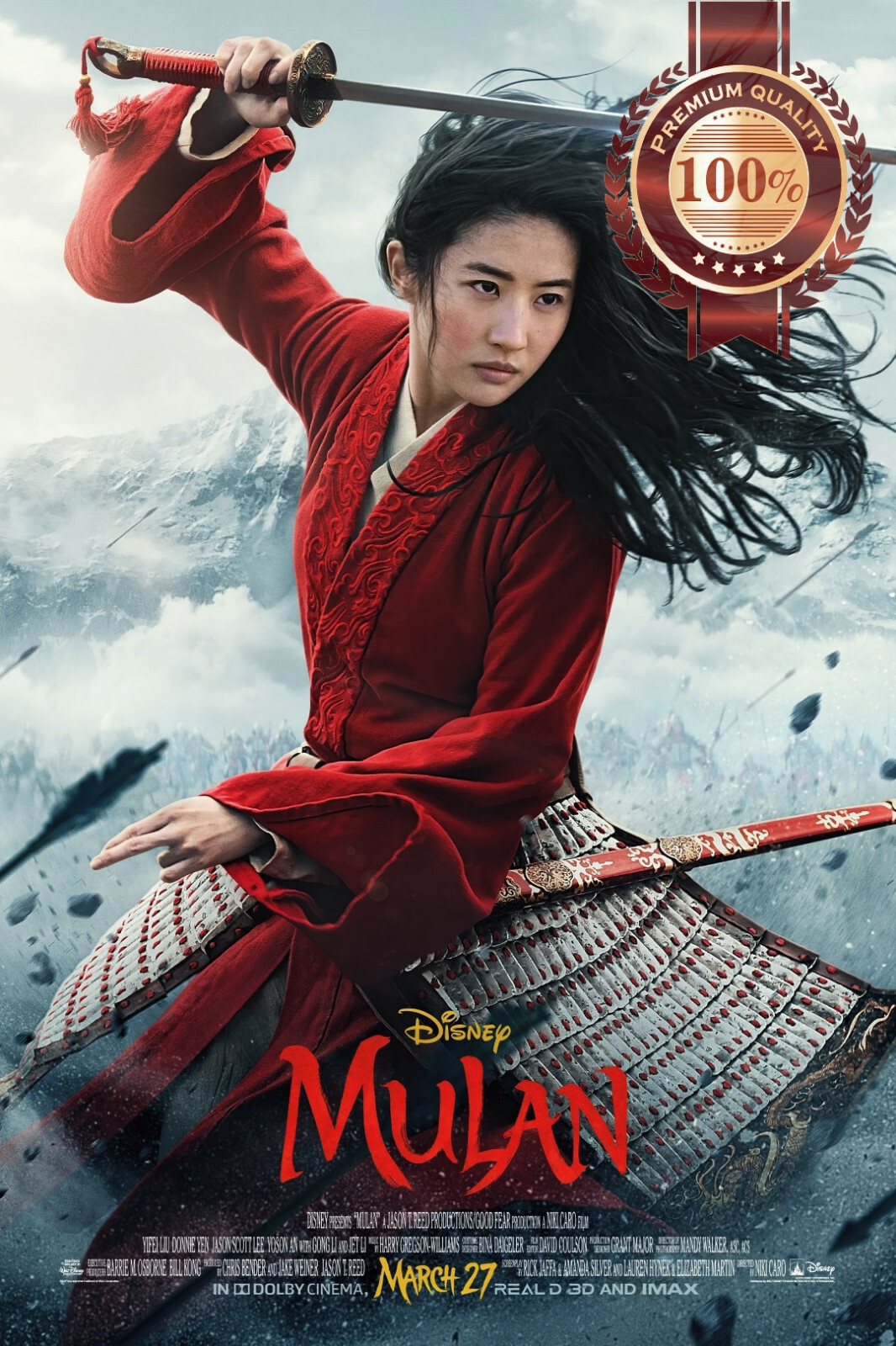 MULAN 2020 LIVE DISNEY OFFICIAL ORIGINAL CINEMA MOVIE PRINT PREMIUM POSTER