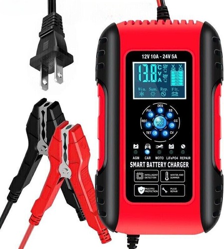 Upgraded 10A Battery Charger – 12V/24V Smart Trickle Charger for AGM Motorcycle - Picture 5 of 12