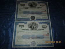 162 : Wertpapier / Aktie  USA , University Computing Company , Februar 1974 , 2x