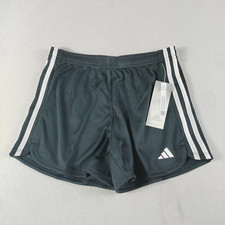 Adidas Shorts Girls L 14 Black Elastic Waist Striped Side Running Gym Athletic