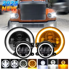 for Freightliner Coronado 7'' LED Headlight Round Projector Hi/Lo+ 4'' Fog Light