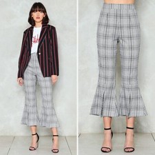 Nasty Gal NEW For Kicks Check Plaid High Rise Pants Size 6