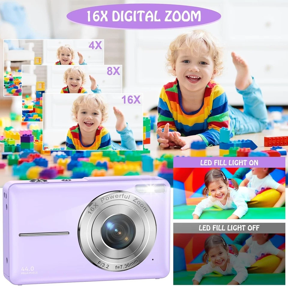 Digitalkamera Fotokamera HD 1080P 44MP 32GB Speicherkarte 16x Zubehörpaket C27 - Bild 3 von 4