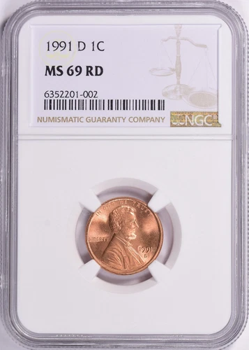 1991 D Lincoln Cent NGC MS69 RED Low Pop Registry