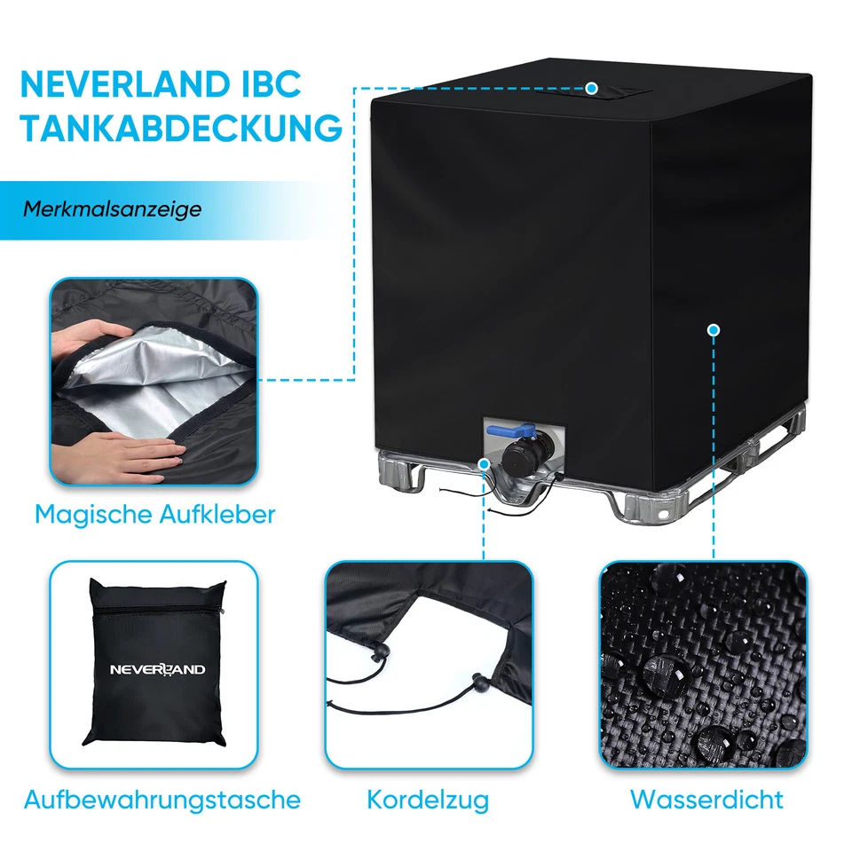 1000L IBC Container Abdeckung UV-Schutz Folienhaube Hülle Haube Regenwassertank - Bild 2 von 4
