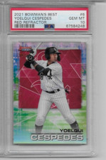 2021 Bowman's Best YOELQUI CESPEDES RED REFRACTOR # /10 ~ PSA 10   POP 1 🔥🔥🔥