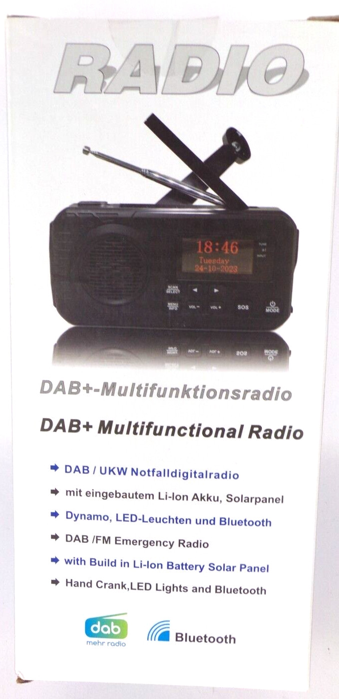 Radio d'urgence DAB/FM Eurotops multifonction avec bluetooth et charge solaire