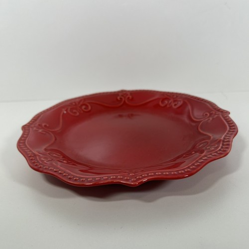 Pioneer Woman Red 8” Salad Plate Scalloped Edge Farmhouse Decor Stoneware - Picture 3 of 7