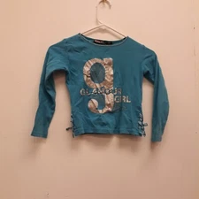 Soda Fizz Girl's Sweater Long Sleeve Round Neck Pullover Cotton Size M (5/6)blue