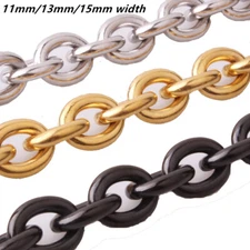 Huge 8/11/13/15mm Stainless Steel Rolo Oval Link Mens Chain Necklace or Bracelet