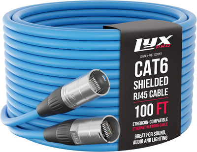 100 Feet Shielded CAT6 Ethercon Cable - Professional Audio & Lighting RJ45 Cable