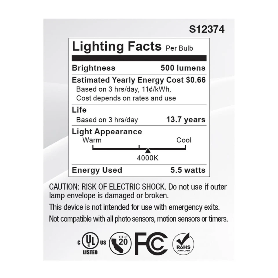 Satco S12374 - 5.5 Watt MR16 LED Floodlight - 4000K CCT - 120 V (2,6, or 12 PK) - Image 4 of 4