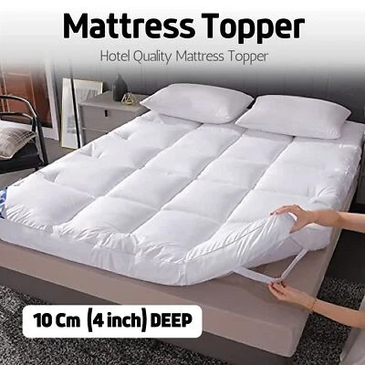 4" Inch Deep 10cm Luxury Soft Hotel Quality Microfiber Mattress Topper All Sizes