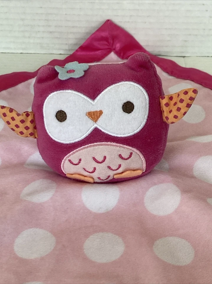 Плюшевое защитное одеяло Circo Target Pink Owl Baby Lovey Polkadot 2015 13 дюймов атласное - Изображение 2 из 4