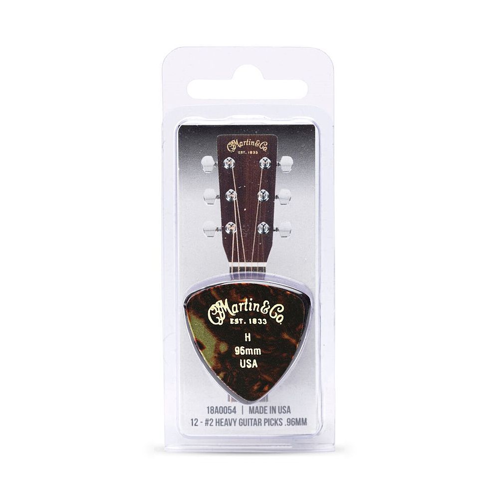 Martin #2 346 Faux Tortoise Guitar Picks / Plectrums Pack of 12 (Heavy 0.96 mm)