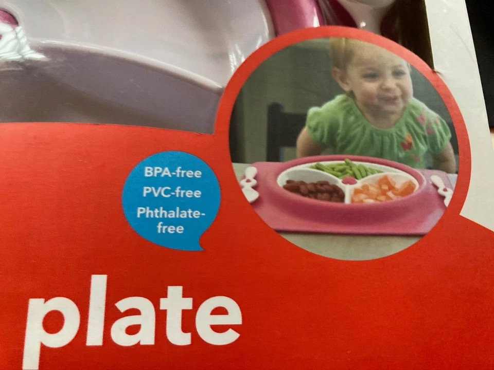 NUEVO SKIP*HOP STAY PUT MAT ROSA Estación de comedor para niños pequeños plato dividido y utensilios Foto 2 de 4