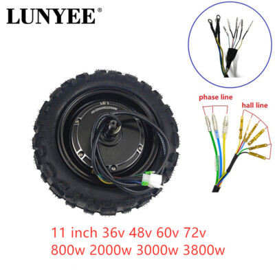 11 inch 60H 36V48V60V72V 800W 2000W 3000W 3800W High Speed Hub Motor  Scooter