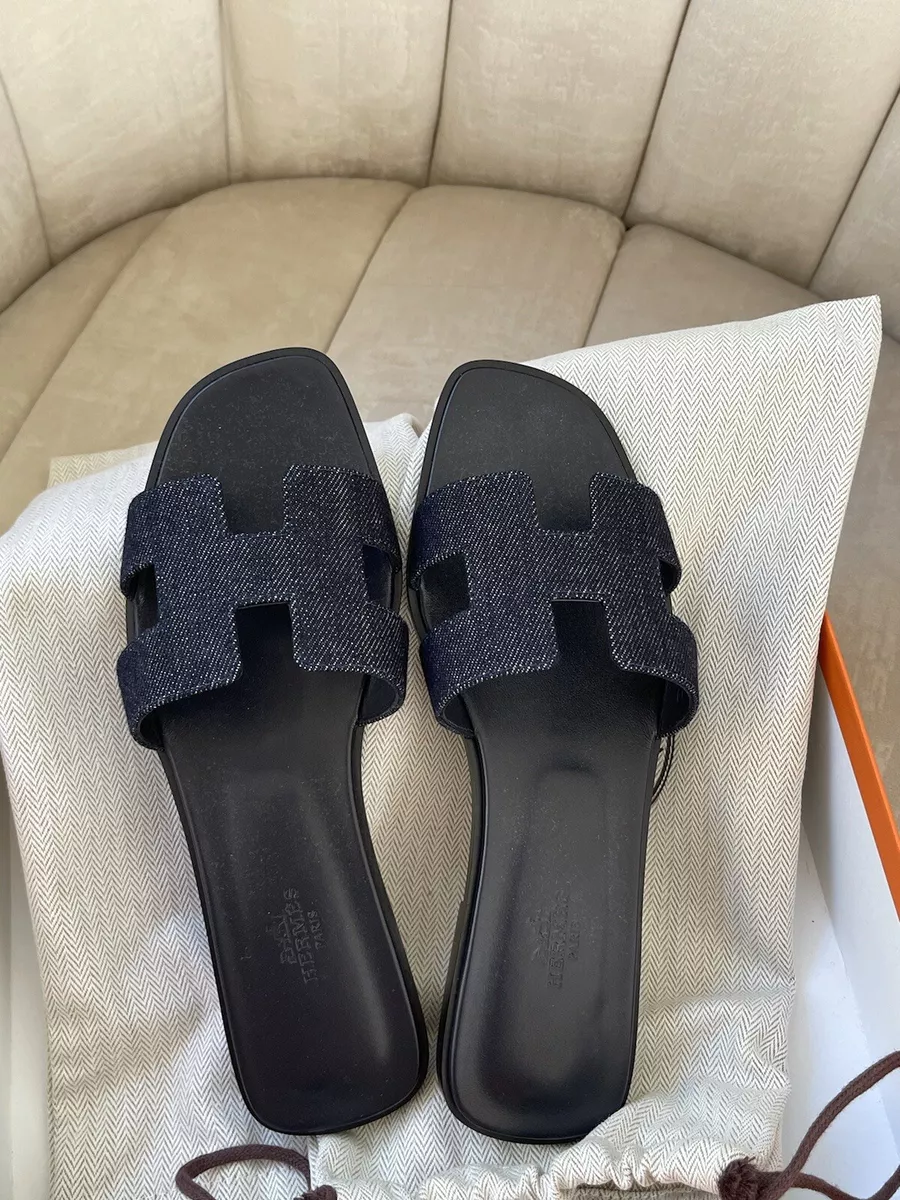Size 38EU New Hermes Bleu Brut Denim Oran Sandals eBay