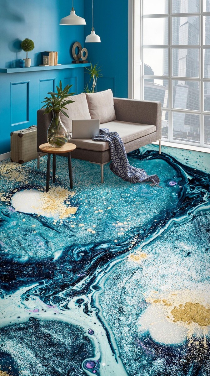 3D Blue Texture SKE746 Floor WallPaper Print Decal Epoxy Floor