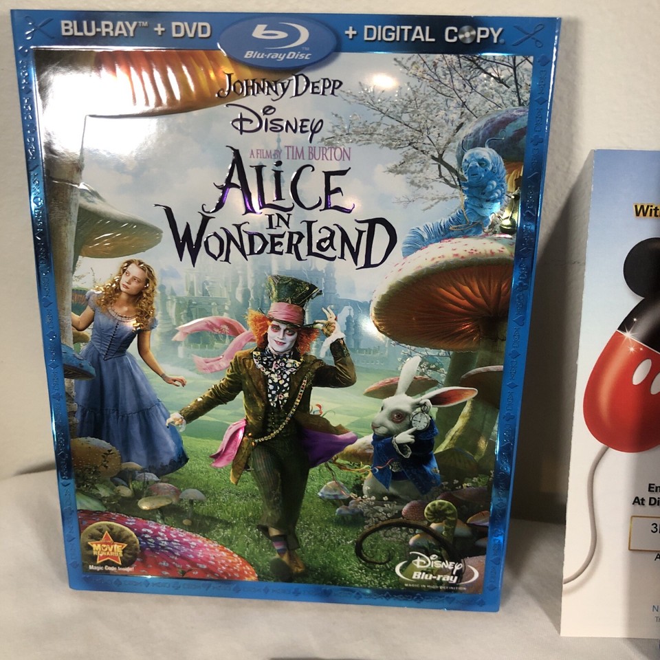 Alice in Wonderland Blu-Ray DVD Disney Tim Burton Johnny Depp Slipcover ...