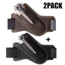 HANDMADE BELT SHEATH HOLSTER Leather Cover for folding pocket Knife Brown Black