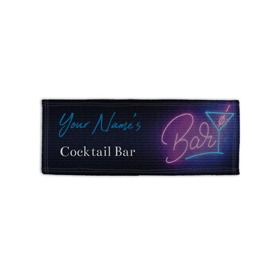 Personalised Neon Cocktail Sign Bar Design Microfibre Bar Towel Pub Beer Mat