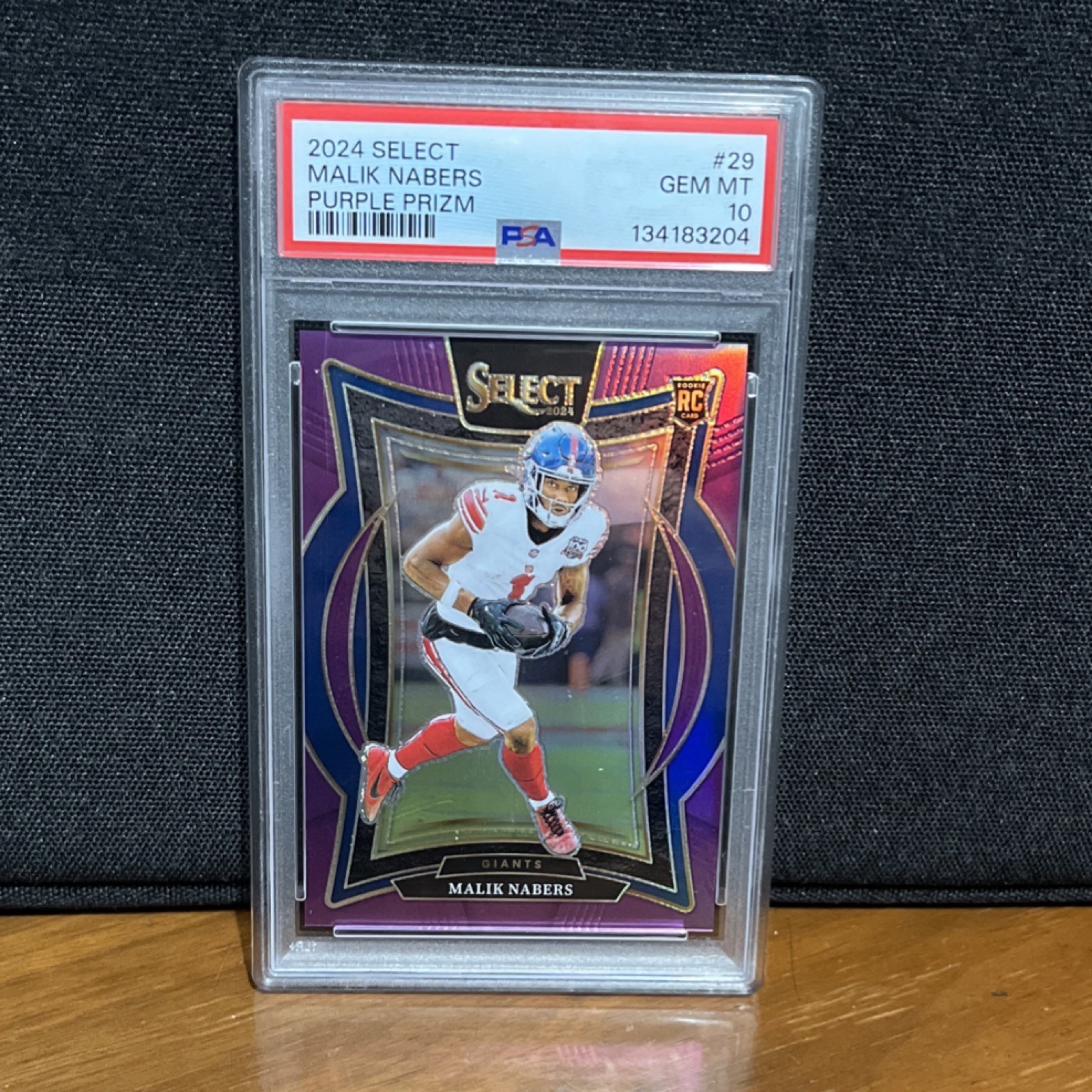 2024 Panini Select Malik Nabers Concourse Purple Prizm /75 #29 Giants RC PSA 10