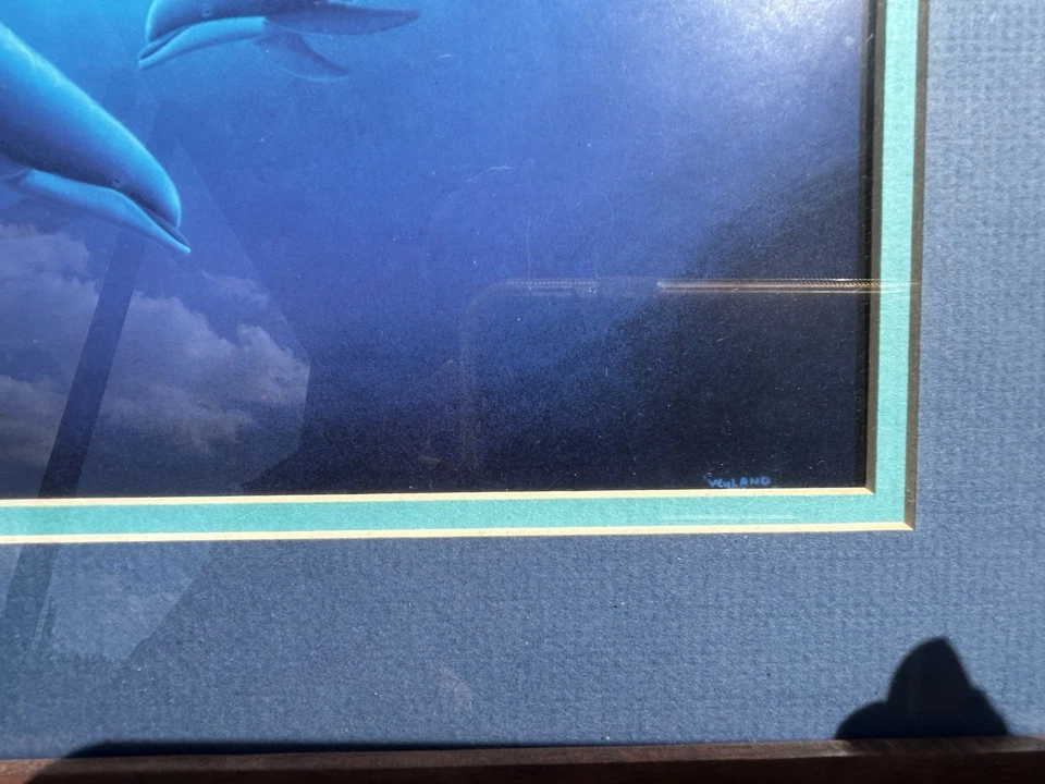 Wyland Maui Dawn 1992 Ocean Breaching jubarte baleia coral havaiano impressão emoldurada  - Imagem 2 de 3