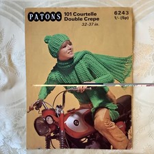 Patons 101 Courtelle vintage knitting pattern 6243. Sweater hat scarf ORIGINAL.