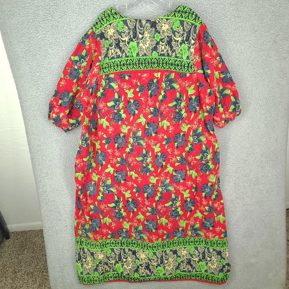 Only Necessities Camisón Mujer 3x 30 32 Floral Moomoo Cuello Cuadrado Rojo Verde Foto 2 de 4