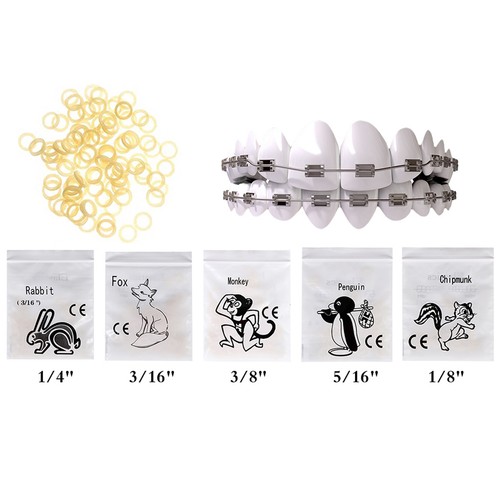 5000 pezzi elastici ortodontici dentali 3,5/5,0/6,5 OZ confezione zoo bretelle lattice - Foto 9 di 10