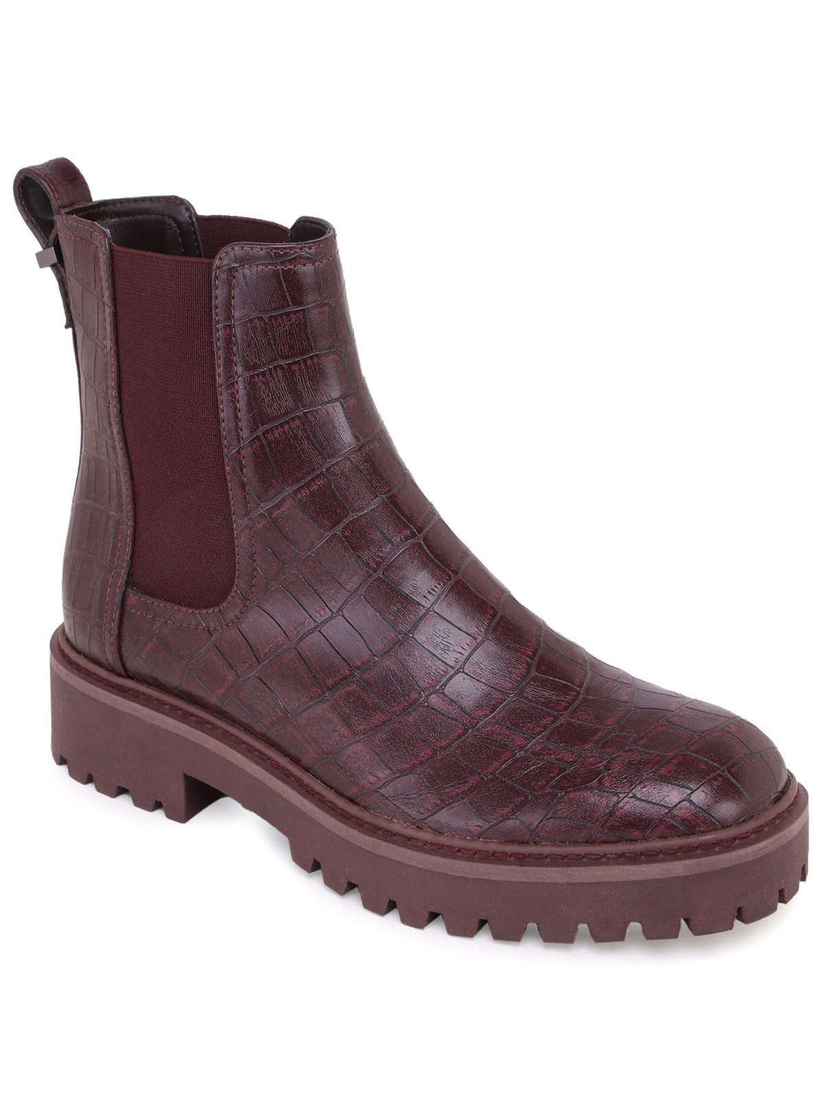 Kenneth Cole Womens Burgundy Snake Print Slip On Chelsea Boot Size 5