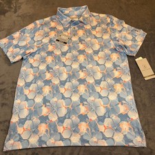 PGA Tour Pro Series Mens Small Blue Pink Floral Golf Polo Shirt Short Sleeve NWT