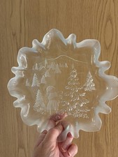Walther-Glas Vintage Christmas Fluted Plate/ Dish Frosted Glass Used In Box