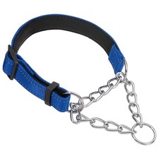 Dog Chain Collars, No Pull Dog Collar Reflective Nylon S-16 Inch, Dark Blue 
