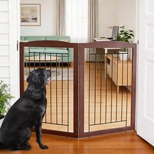 Freestanding Foldable Dog Gate for House Extra Wide Wooden Indoor Puppy Gate ...