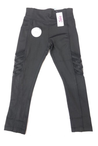 New! Justice girls mesh stripe legging size 6 Black Color - Picture 1 of 5