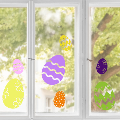 Osterei Fensteraufkleber Set 7 Eier Vinyl Sticker Neuheit Ostern Design