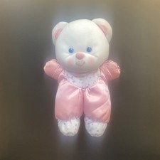 Vintage FISHER PRICE Plush Pink Satin TEDDY BEAR Stuffed Animal Lovey